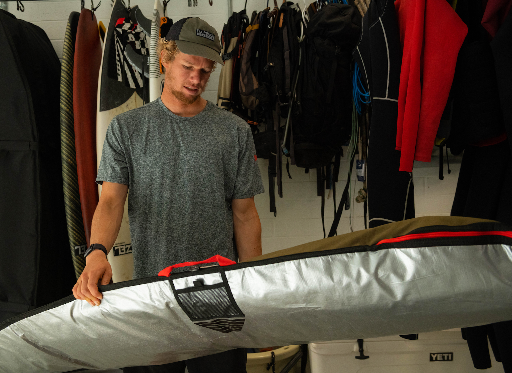 John John Florence with the JJF Day Bag by VEIA.